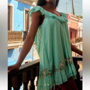 Free People Buttercup Embroidered Mini Dress